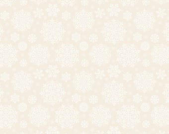 Snowflake Fabric, Snowflakes on Cream by Lewis and Irene Quilting Cotton Fabric, Peace & Joy Collection C111.1