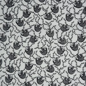 Black and White Sloths By Dear Stella Quilting Cotton Fabric, Small Print Sloths, ST-WG1985WHITE, ABC Menagerie by Wee Gallery Collection immagine 3