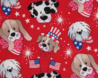 Patriotic Dogs by Patty Reed for Fabric Traditions Independence Day 4th of July Novelty Cotton Fabric