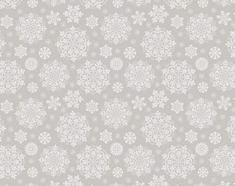 Snowflake Fabric, Snowflakes on Light Silver by Lewis and Irene Quilting Cotton Fabric, Peace & Joy Collection C111.2