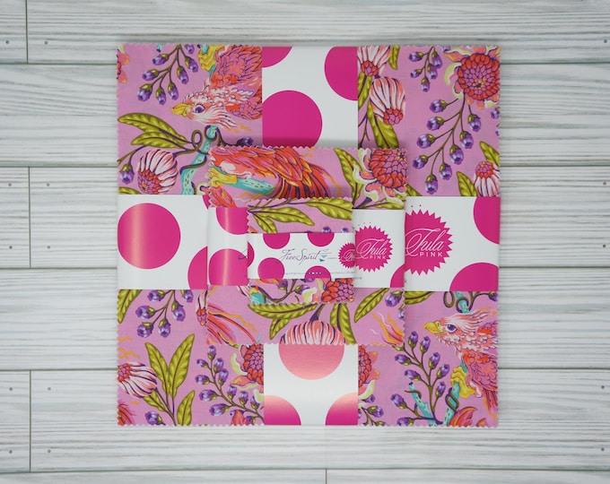 Featured listing image: Tula Pink Legendary Mini Charm, Charm, or Layer Cake by Free Spirit Quilting Cotton Fabric Squares, 42 pieces Dragons, Ponies