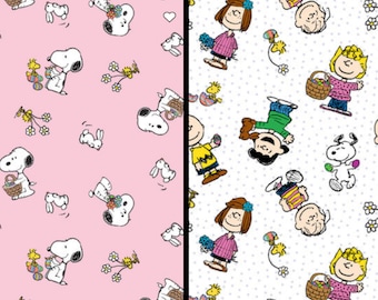 Easter Snoopy Woodstock, Charlie Brown & the Gang, Easter Fabric Peanuts Novelty Cotton Fabric Licensed by Springs Creative CP75489