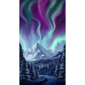 Northern Lights Fabric, Northern Lights 24&quot; panel by Timeless Treasures Quilting Cotton Fabric, Multiple Quantities Continuous, CD3494-MULTI