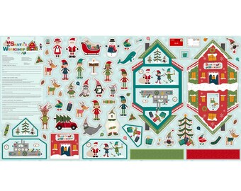 Christmas Felt Panel, Santa's Workshop Panel by Jennifer Long for Riley Blake Designs - Christmas Quiet Busy Book - Polyester Felt