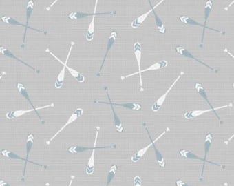 Lake Life Fabric, Canoe Paddle Toss on Gray by PDR Lake Retreat Collection by PDR for Wilmington Prints Quilting Cotton Fabric, 59035-914