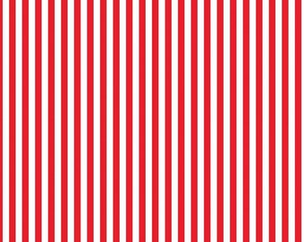 Patriotic Stripe Fabric, 1/4" Stripe Red and White Riley Blake Quilting Cotton Fabric, Red and White Stripes Fabric