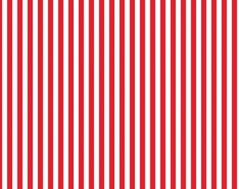 Patriotic Stripe Fabric, 1/4" Stripe Red and White Riley Blake Quilting Cotton Fabric, Red and White Stripes Fabric