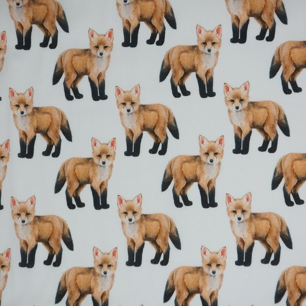 Baby Foxes on White by Springs Creative Novelty Cotton Fabric