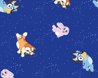 Bluey Fabric, Disney Junior Goodnight Bluey Licensed by Springs Creative Novelty Cotton Fabric, Disney Junior Fabric, Disney Bluey Fabric