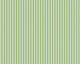 Green Clover 1/8" Stripes on White by Riley Blake Designs Quilting Cotton Fabric, St Patricks Day Stripe Fabric C495 Clover