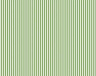 Green Clover 1/8" Stripes on White by Riley Blake Designs Quilting Cotton Fabric, St Patricks Day Stripe Fabric C495 Clover