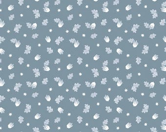 Acorn Fabric, Happy Acorns Twilight Creatures on Storm Blue by Natàlia Juan Abelló for Riley Blake Quilting Cotton Fabric, C15365-STORM