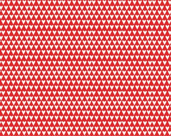 Valentine Hearts Fabric, White Hearts on Red You & Me Collection by Sandy Gervais for Riley Blake Designs Quilting Cotton Fabric C15403-RED