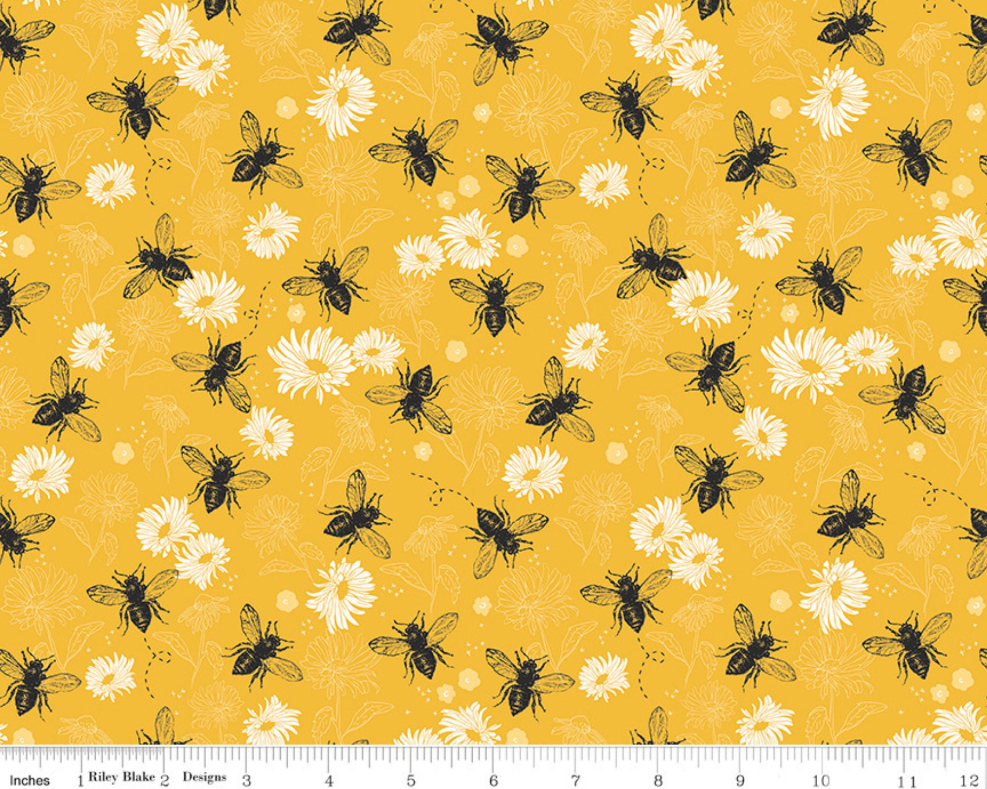 Honey Bee Floral Fabric, Riley Blake Quilting Cotton Fabric, Bee Kind, Busy  as a Bee Fabric, Queen Bee Fabric, Bee Hive Fabric, Bee Fabric