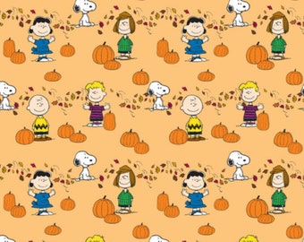 Halloween Snoopy Fabric, Peanuts Pumpkin Patch by Springs Creative Licensed Cotton Fabric, Halloween Charlie Brown Fabric