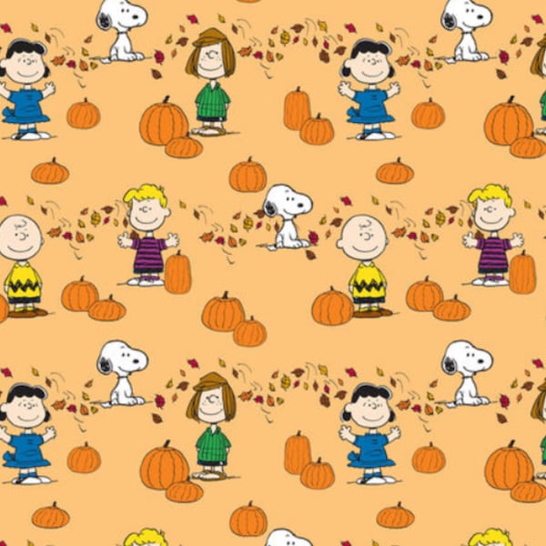 Halloween Snoopy Fabric, Peanuts Pumpkin Patch by Springs Creative Licensed Cotton Fabric, Halloween Charlie Brown Fabric