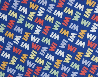 Wisconsin Abbreviated Wisconsin Badger State Pride Cotton Fabric