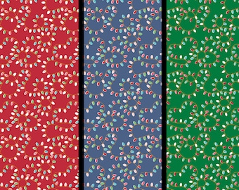 Holiday Christmas Lights on Red, Blue, and Green by Riley Blake Christmas Adventure Collection Quilting Cotton Fabric SC10733-RED