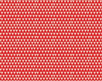Valentine Hearts Fabric, Pink Hearts on Red You & Me Collection by Sandy Gervais for Riley Blake Designs Quilting Cotton Fabric C15403-PINK
