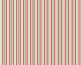 Christmas Stripe Fabric, 1/8" Red and Green Holiday Stripe by Riley Blake Quilting Cotton Fabric