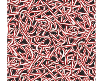 Candy Cane Fabric, Candy Cane Bonanza Red Sweet Holidays by Benartex Kanvas Studio Quilting Cotton Fabric, 12786-10B