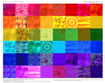 Blenders 5" Quilting Squares Panel, The Psychedelic Woodland by Delphine Brooks for Lewis and Irene Quilting Cotton Fabric, 36" panel