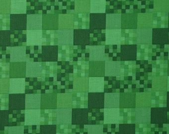 Green Pixel Fabric, Pixelated Grass Novelty Cotton Fabric, Green Pixel Blender Cotton Fabric, Video Game Fabric, Green Mosaic Fabric