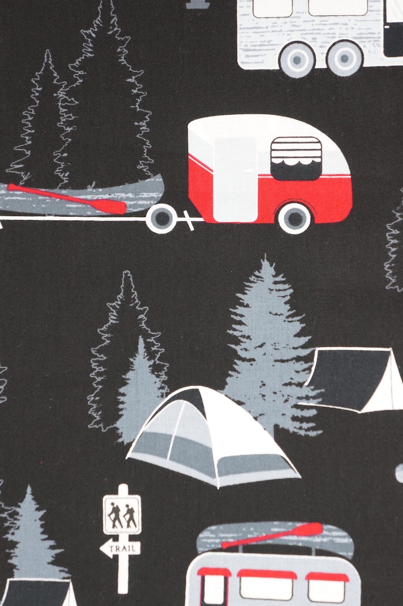 Camping Fabric, Gone Camping on Black Great Outdoors by Benartex Kanvas Studio Quilting Cotton Fabric, Camping Gear Fabric, 12937-12B image 4