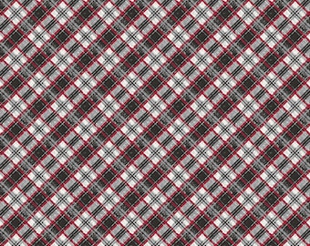 Bias Plaid Fabric, Gunmetal Tartan Plaid Woodland Magic Jessica Flick for Benartex Kanvas Studio Quilting Cotton Fabric, 13372-14B