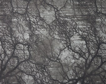 Midnight Forest, Dark Forest Halloween Novelty Cotton Fabric