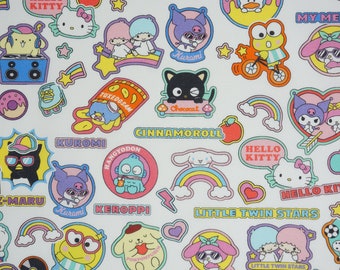 Hello Kitty Fabric, Hello Kitty And Friends Stickers Sanrio Licensed by Springs Creative Novelty Cotton Fabric