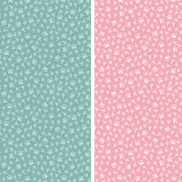 Paw Prints Fabric, Cat's Meow Paws and Tracks Songbird or Rose Riley Blake Quilting Cotton Fabric, Cat Paw Prints, Dog Paw Prints, C11635