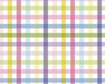 Easter Plaid Fabric, Pastel Plaid by Kitten Studio for Henry Glass Quilting Cotton Easter Fabric, Pastel Plaid Easter Fabric