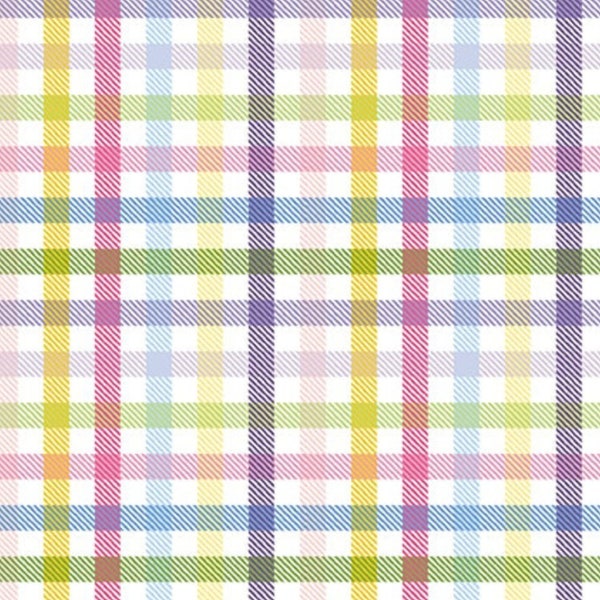 Easter Plaid Fabric, Pastel Plaid by Kitten Studio for Henry Glass Quilting Cotton Easter Fabric, Pastel Plaid Easter Fabric