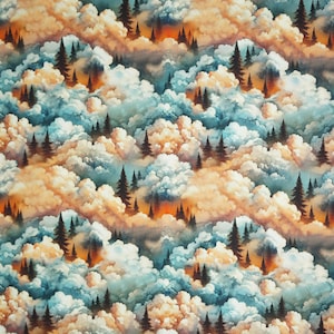 Clouds and Trees Fabric, Clouds and Trees Wilderness Song by Marilynn Lee for Blank Quilting Cotton Fabric, Sunset Fabric image 5