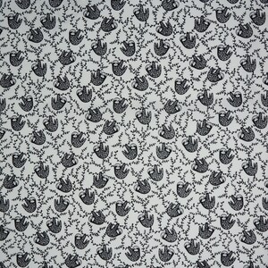 Black and White Sloths By Dear Stella Quilting Cotton Fabric, Small Print Sloths, ST-WG1985WHITE, ABC Menagerie by Wee Gallery Collection image 4