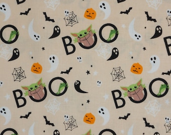 Baby Yoda Halloween Peekaboo Child on Beige Star Wars Licensed by Camelot Fabrics Quilting Cotton Fabric