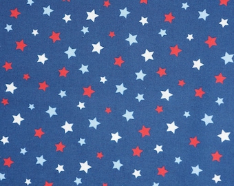 Patriotic Stars Fabric, Patriotic Red White and Blue Stars on Navy by Benartex Quilting Cotton Fabric, Star Blender Fabric 14151B-56