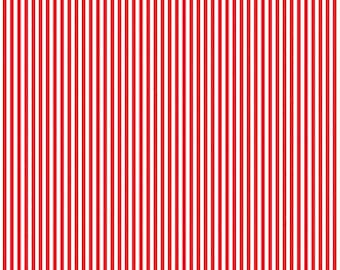 Red Stripe Fabric, Red 1/8" Stripe on White Riley Blake Quilting Cotton Fabric, Red and White Stripes Fabric C495-RED