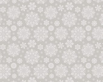 Snowflake Fabric, Snowflakes on Light Silver by Lewis and Irene Quilting Cotton Fabric, Peace & Joy Collection C111.2