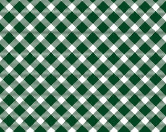 Green Bias Plaid Fabric, Jolly Plaid Green 1/2" Country Christmas by Benartex Kanvas Studio Quilting Cotton Fabric 14007-44B