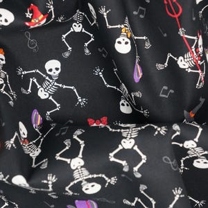 Dancing Halloween Skeletons Novelty Cotton Fabric by Fabric Traditions, Skeletons in Halloween Costumes image 5