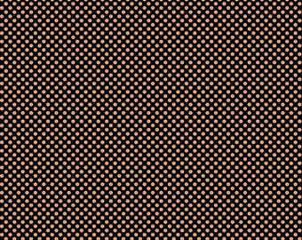 Orange Dots on Black Fabric, Fright Delight Dots on Black by Lindsay Wilkes Riley Blake Quilting Cotton Fabric, C13234-BLACK