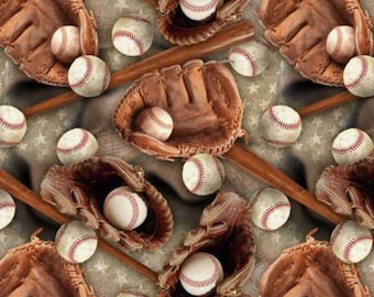 Baseball Fabric, Sports Packed Baseball by David Textiles Novelty Cotton Fabric, DX-3089-2C-1