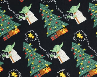 Yoda Star Wars Force Trims the Christmas Tree Licensed by Camelot Fabrics Quilting Cotton Fabric