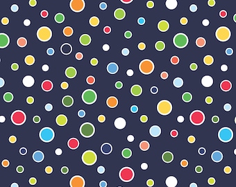 Glowing Dot Blender Fabric, Glowing Dots on Navy by Kanvas Studio for Benartex Quilting Cotton, Rainforest Glow Blender