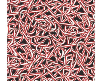 Candy Cane Fabric, Candy Cane Bonanza Red Sweet Holidays by Benartex Kanvas Studio Quilting Cotton Fabric, 12786-10B