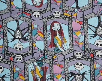 Nightmare Before Christmas Stained Glass Licensed Quilt Cotton Fabric