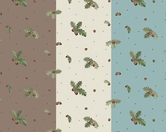 Acorn Oak Leaf Fabric, Lost in the Woods Acorns by Tara Reed Riley Blake Designs Quilting Cotton Fabric Bears Camping Fabric, C15121