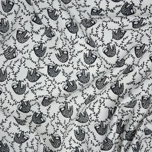 Black and White Sloths By Dear Stella Quilting Cotton Fabric, Small Print Sloths, ST-WG1985WHITE, ABC Menagerie by Wee Gallery Collection image 6